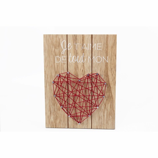 Tableau motif cœur - 20 x 15 cm - rouge