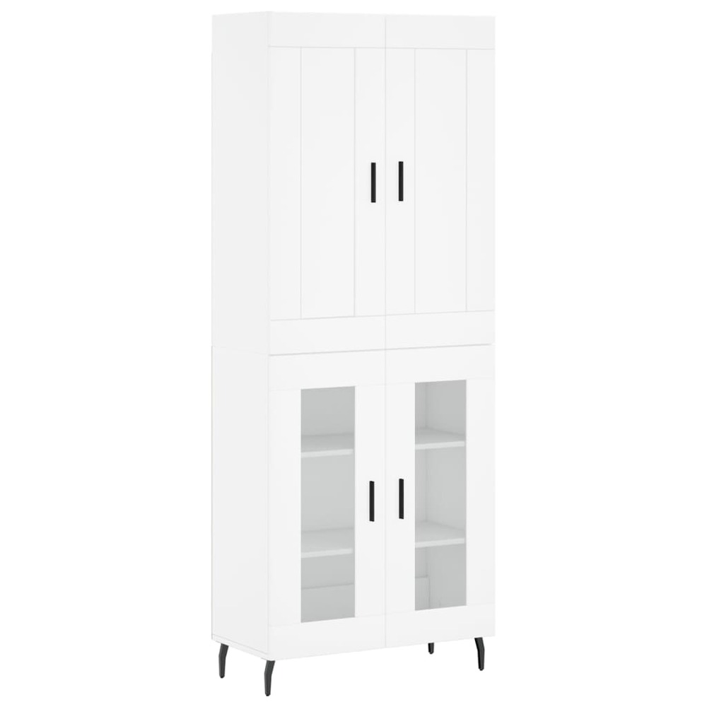 Buffet bahut commode armoire meuble de rangement organisateur cuisine salle de séjour salon haut 69,5 x 34 x 180 cm bois d'in