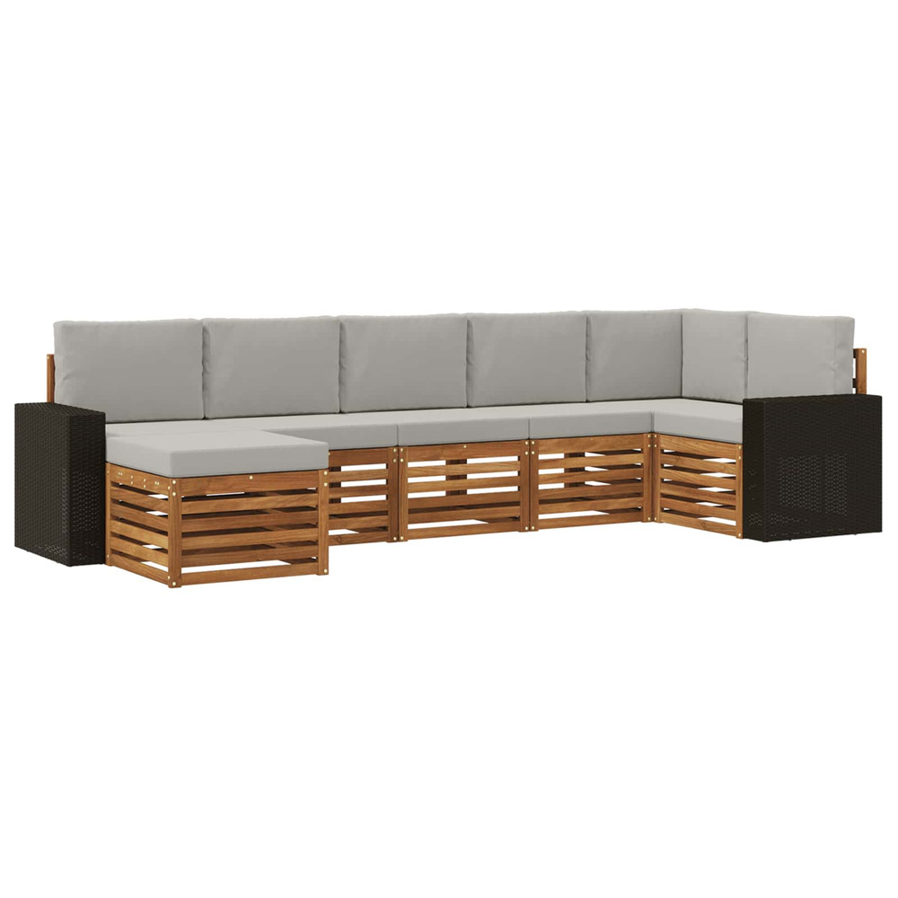 Ensemble de canapé d'angle 7 pcs naturel et gris clair