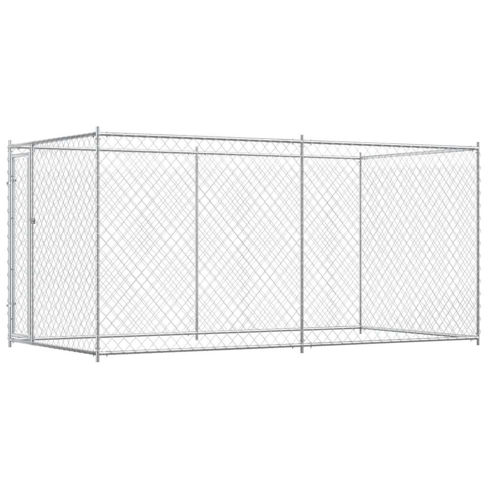 Parc extérieur pour chien en acier galvanisé 382x192x185 cm