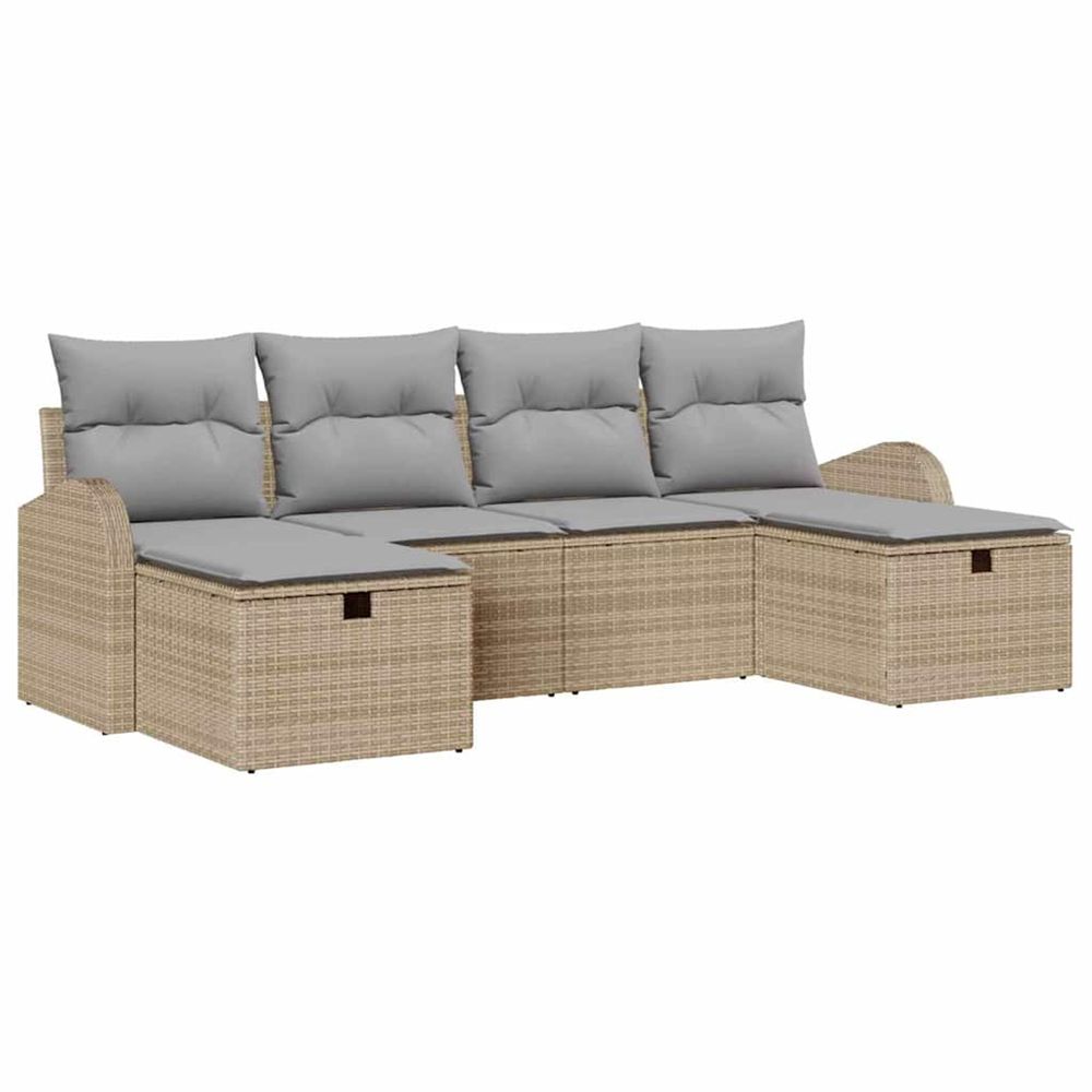 Ensemble de canapé de jardin 6 pc beige polyrotin