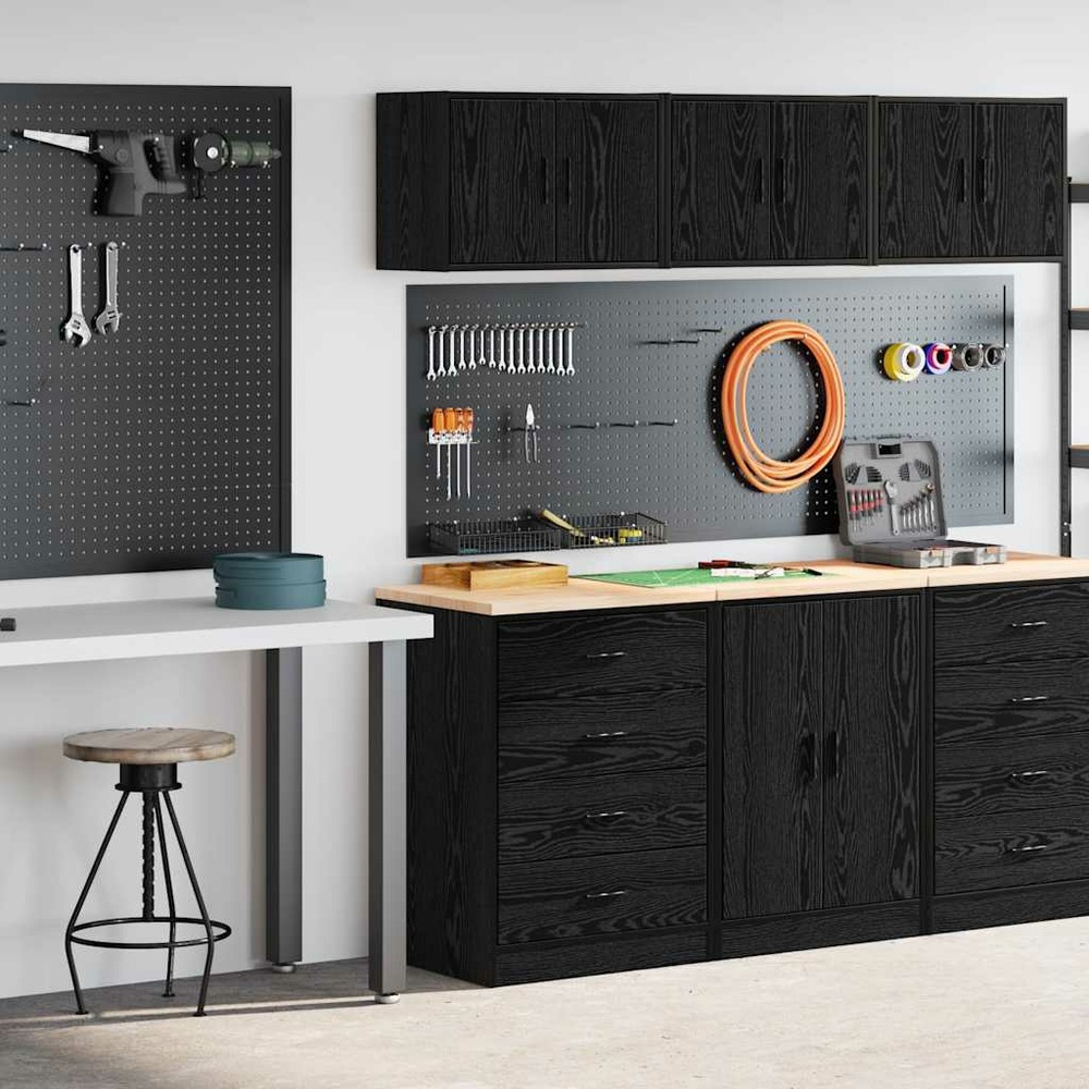 Armoires de garage 2 pcs noir bois d'ingénierie