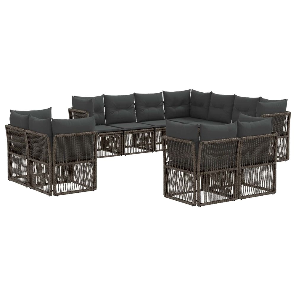 Ensemble de canapé de jardin 11 pc gris polyrotin