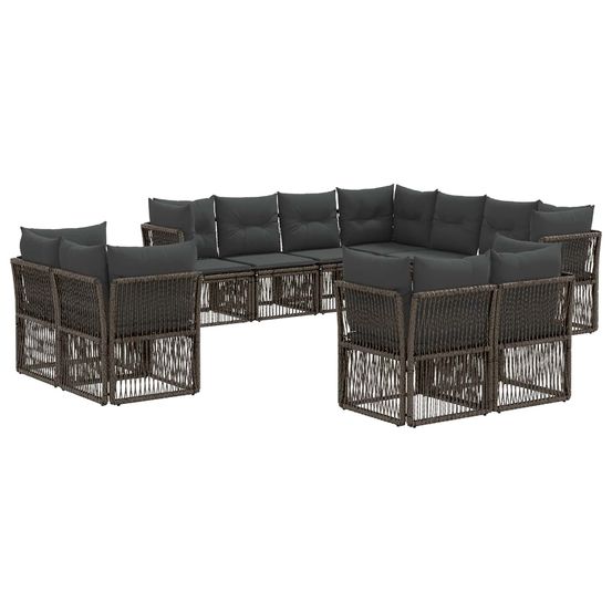 Ensemble de canapé de jardin 11 pc gris polyrotin