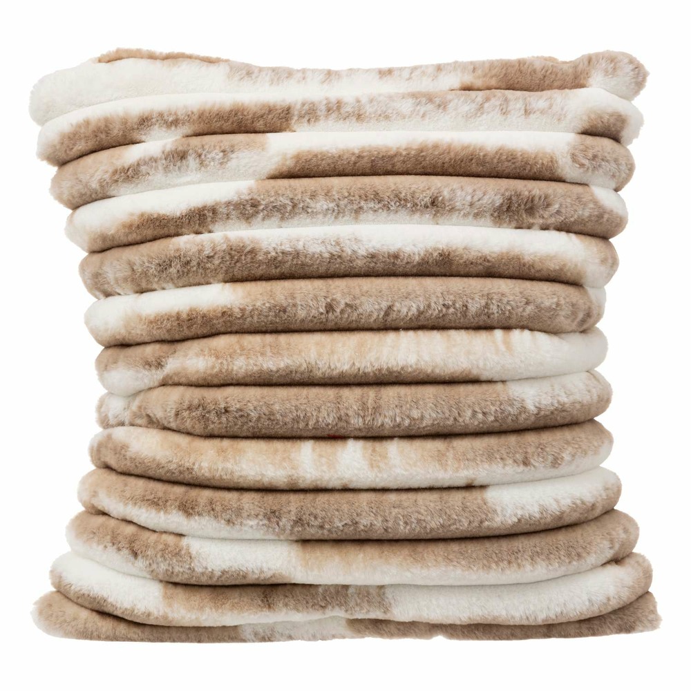 Coussin avoriaz imitation fourrure - 40 x 40 cm - marron et blanc