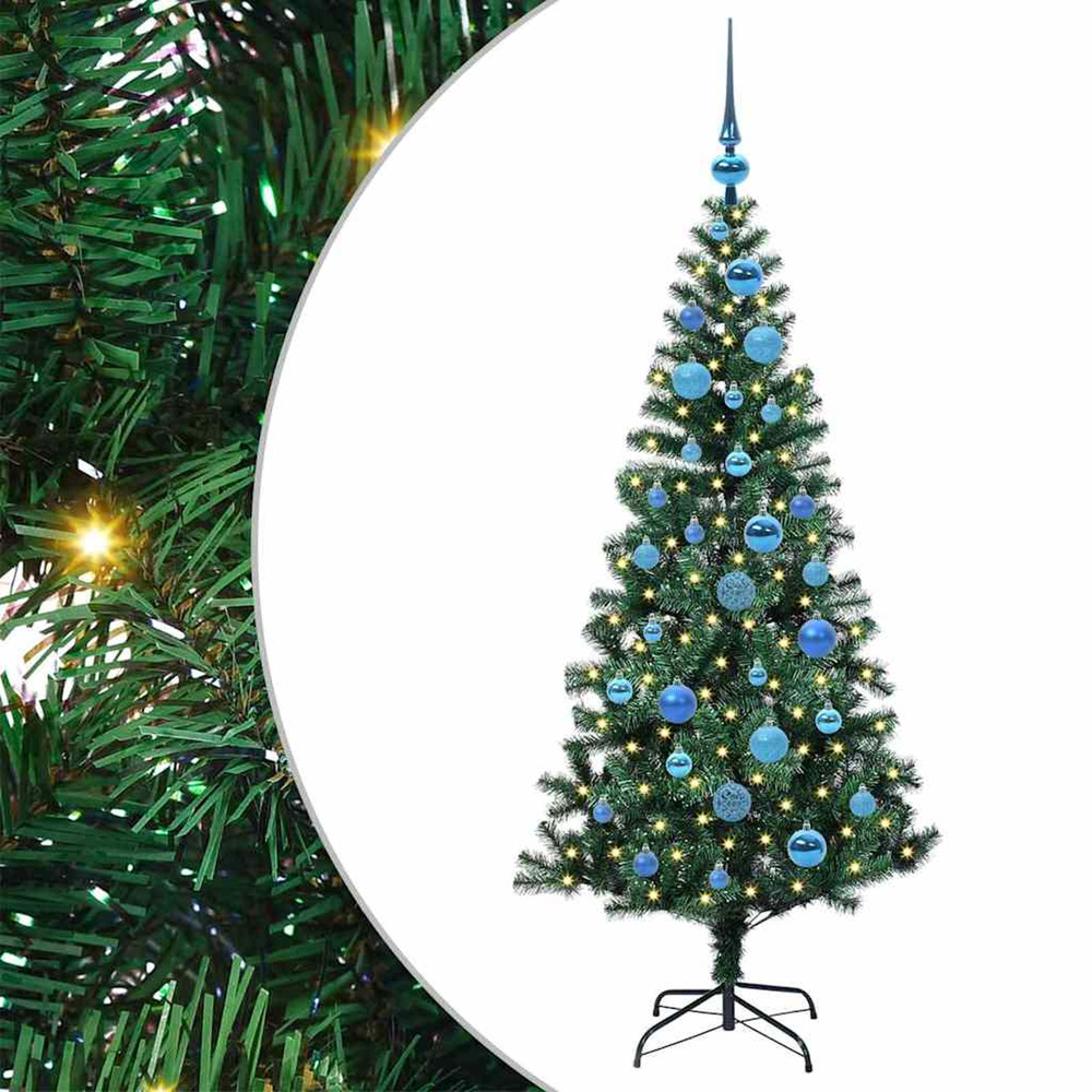 Sapin de noël artificiel pré-éclairé vert 150 cm pvc et métal
