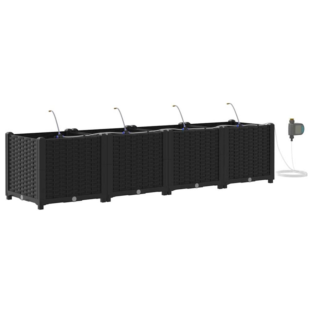 Cache-pot de jardin 4 pc noir 160 x 40 x 37,5 cm pp