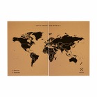 Carte du monde en liège - woody map natural world / 120 x 90 cm / noir / sans cadre