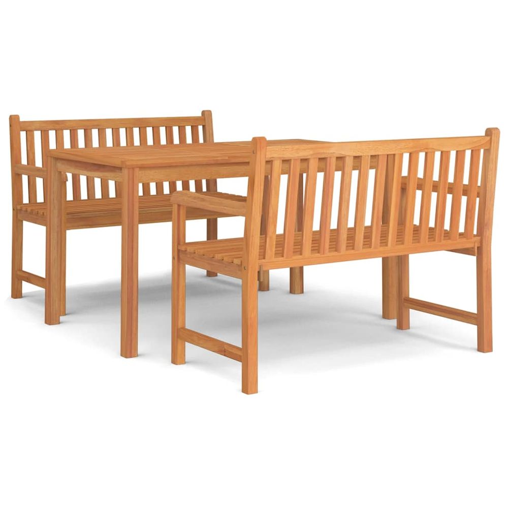 Ensemble à manger de jardin 3 pcs bois de teck massif