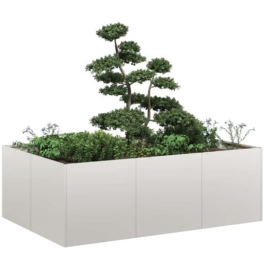 Jardinière surélevée acier inoxydable jardin potager plantes argenté 120x40cm