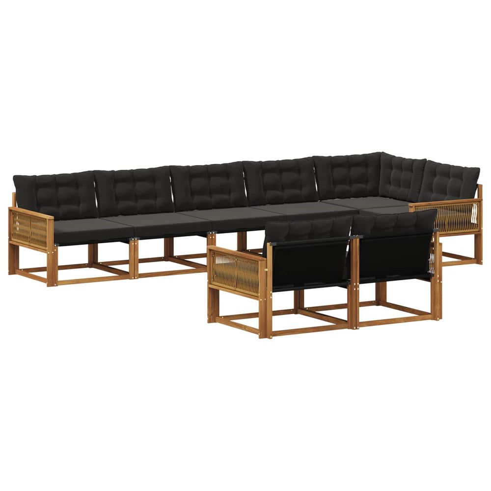 Ensemble de canapés d'extérieur 8 pc naturel et noir