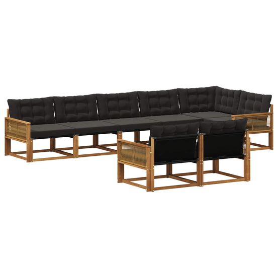 Ensemble de canapés d'extérieur 8 pc naturel et noir