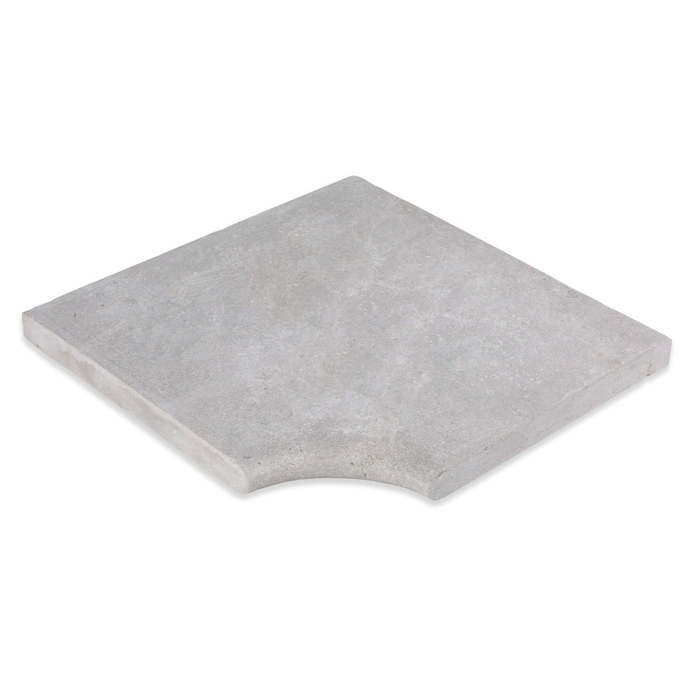 Margelle angle rentrant pierre de l'atlas gris 45,5x45,5x3 cm bord 1/2 rond (à l'unité) - ro'ma nature