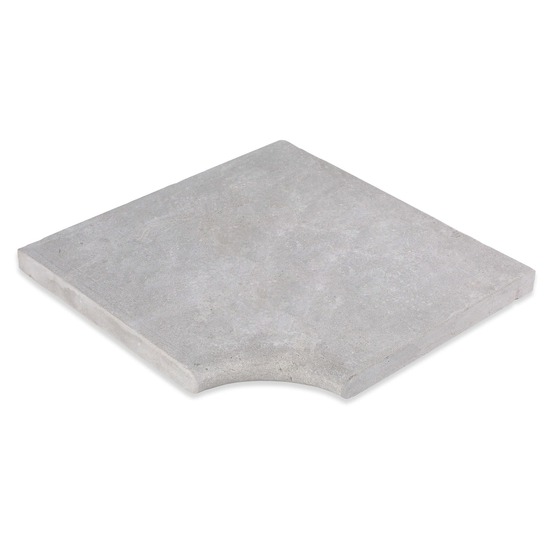 Margelle angle rentrant pierre de l'atlas gris 45,5x45,5x3 cm bord 1/2 rond (à l'unité) - ro'ma nature