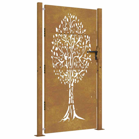 Portail de jardin 100x200 cm en acier corten motif arbre
