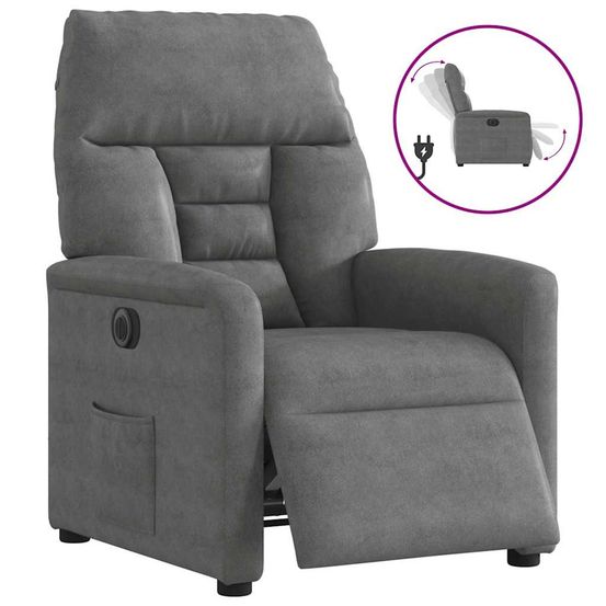 Fauteuil inclinable électrique gris foncé tissu microfibre