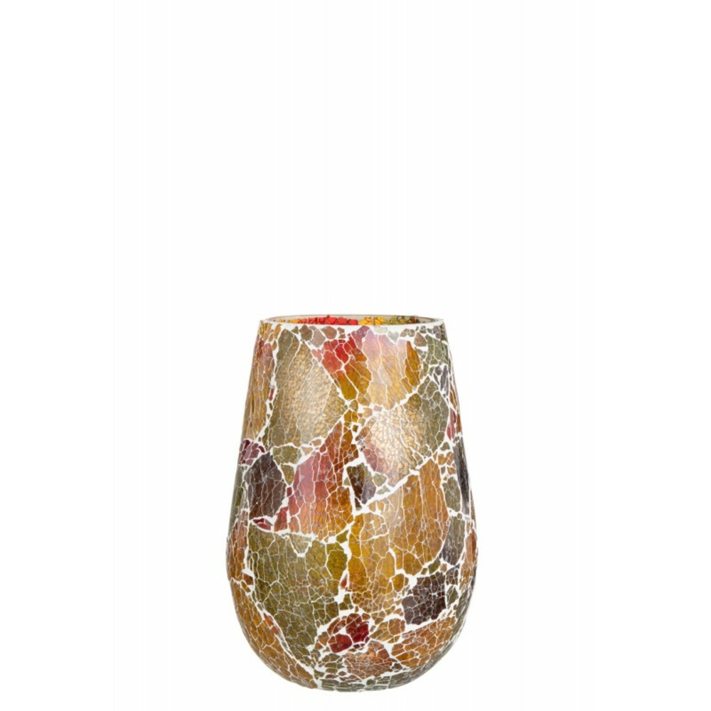 Photophore en verre orange 17,5x17,5x26,5cm