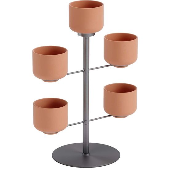 Support à plantes avec 5 pots terrapotta