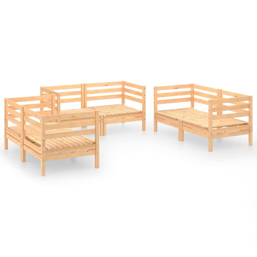Salon de jardin 6 pcs bois de pin massif