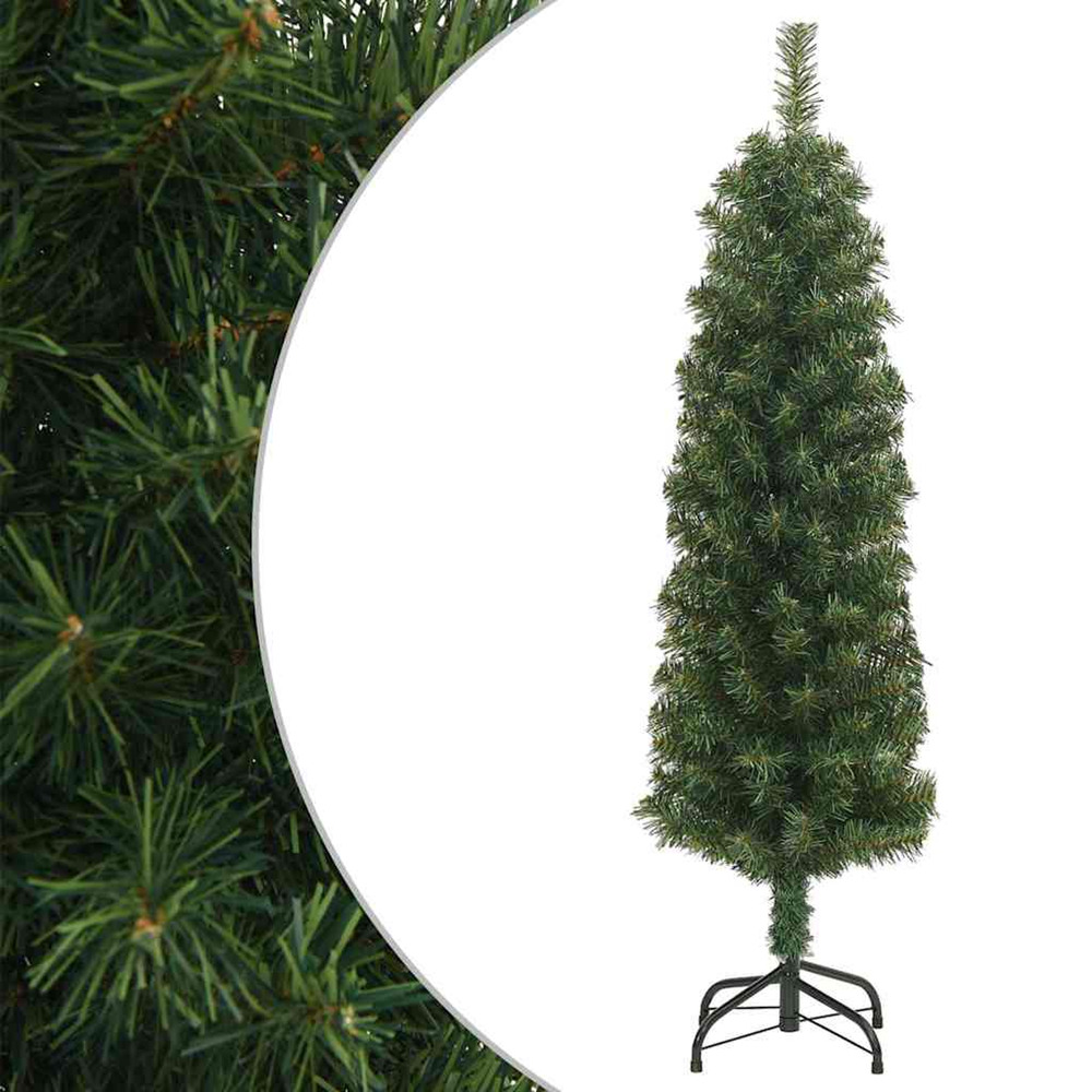 Sapin de noël artificiel mince avec support vert 150 cm pvc