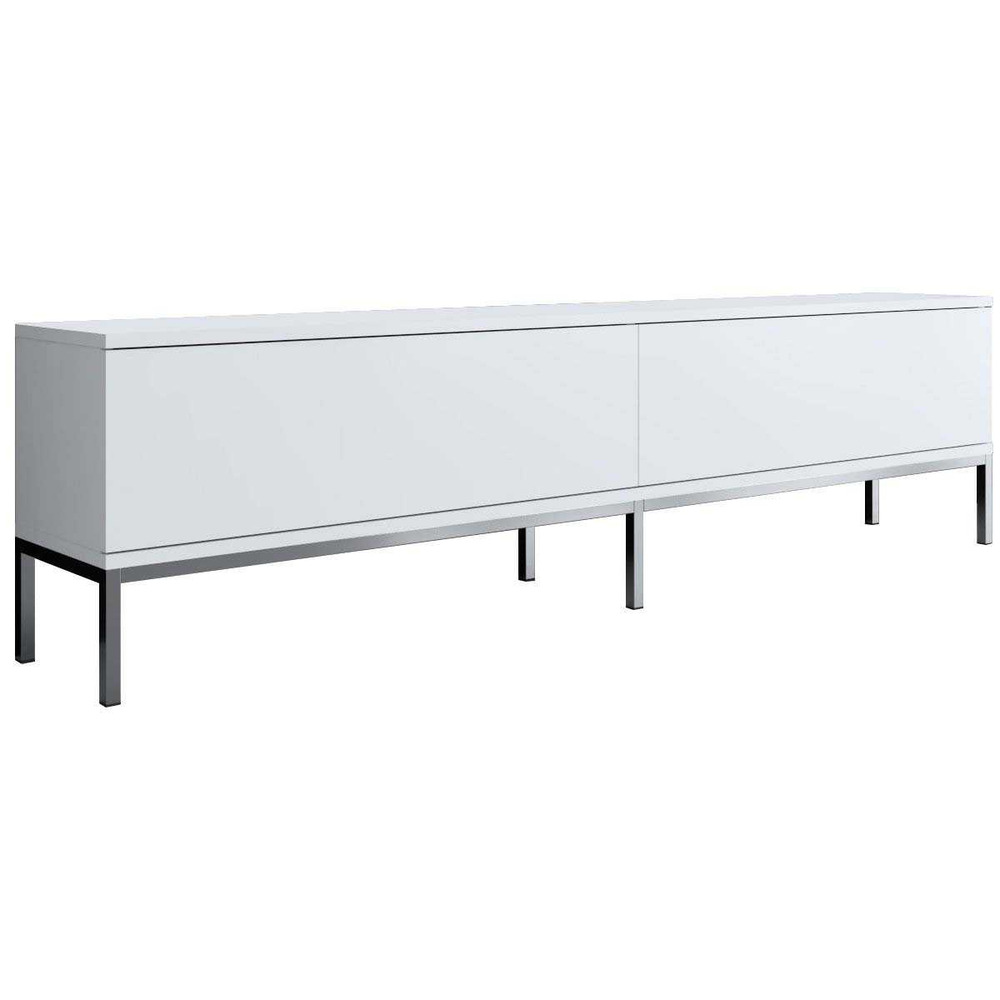 Meuble tv en aggloméré et métal lord blanc et argenté