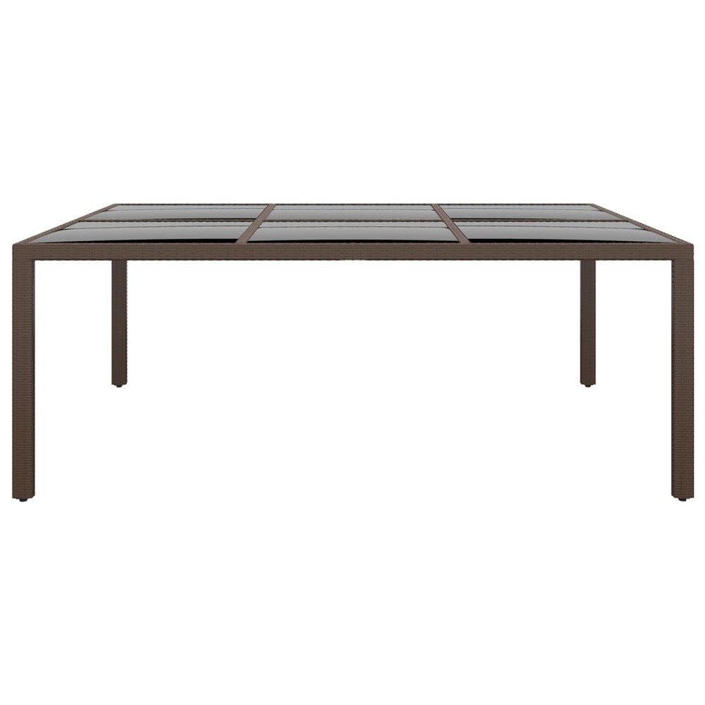 Table de jardin avec dessus en verre marron 200x150x75 cm rotin