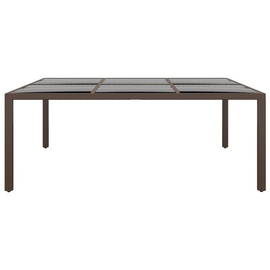 Table de jardin avec dessus en verre marron 200x150x75 cm rotin