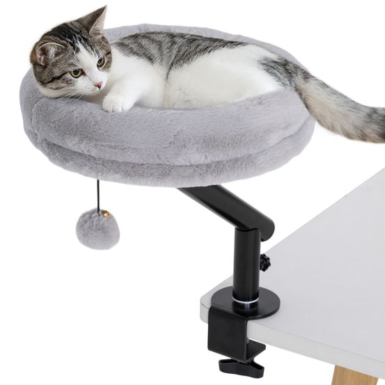Hamac bureau chat acier polyester repos rotation 360 degrés 35x35x48cm gris