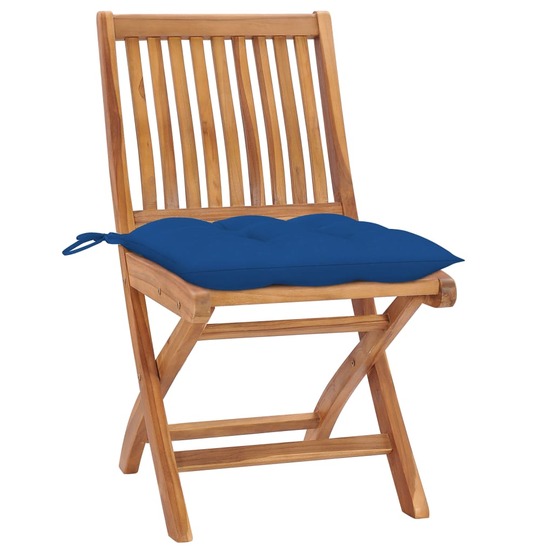 Chaises pliables de jardin avec coussins lot de 4 teck solide