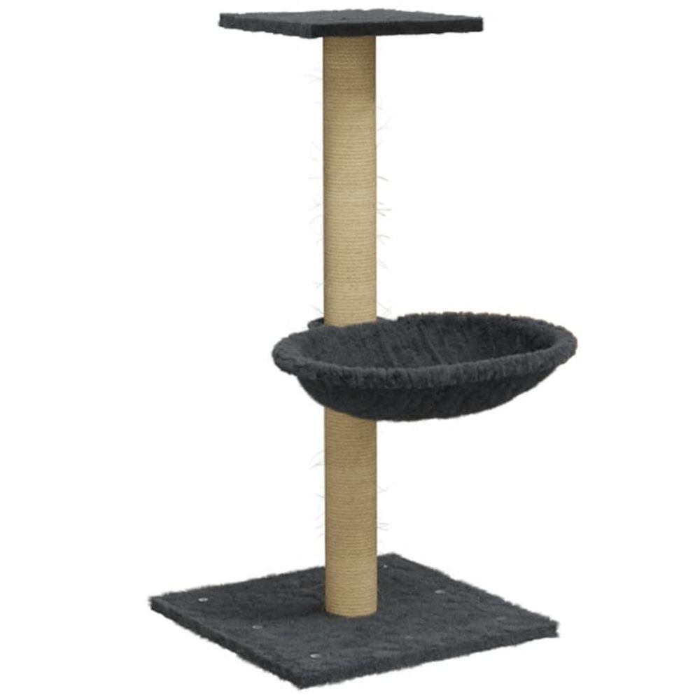 Arbre à chat meuble tour grimper jouet grattage grattoir escalade plateforme avec griffoir en sisal foncé 74 cm gris 02_00224