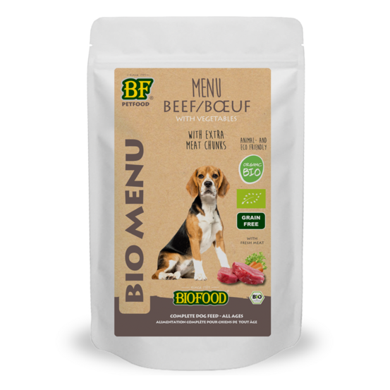 Pâtée BIO à base de bœuf, carottes, amarante et céleri pour chien, 150g