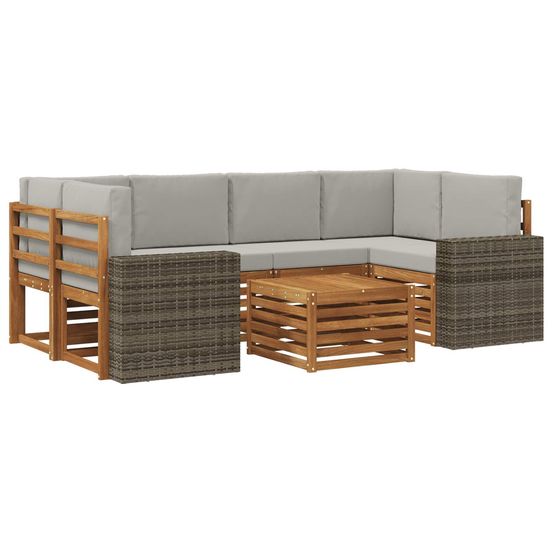 Ensemble de canapés d'extérieur 7 pc naturel et gris clair