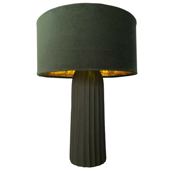 Lampe de bureau velours aluminium vert (26 x 26 x 37 cm)