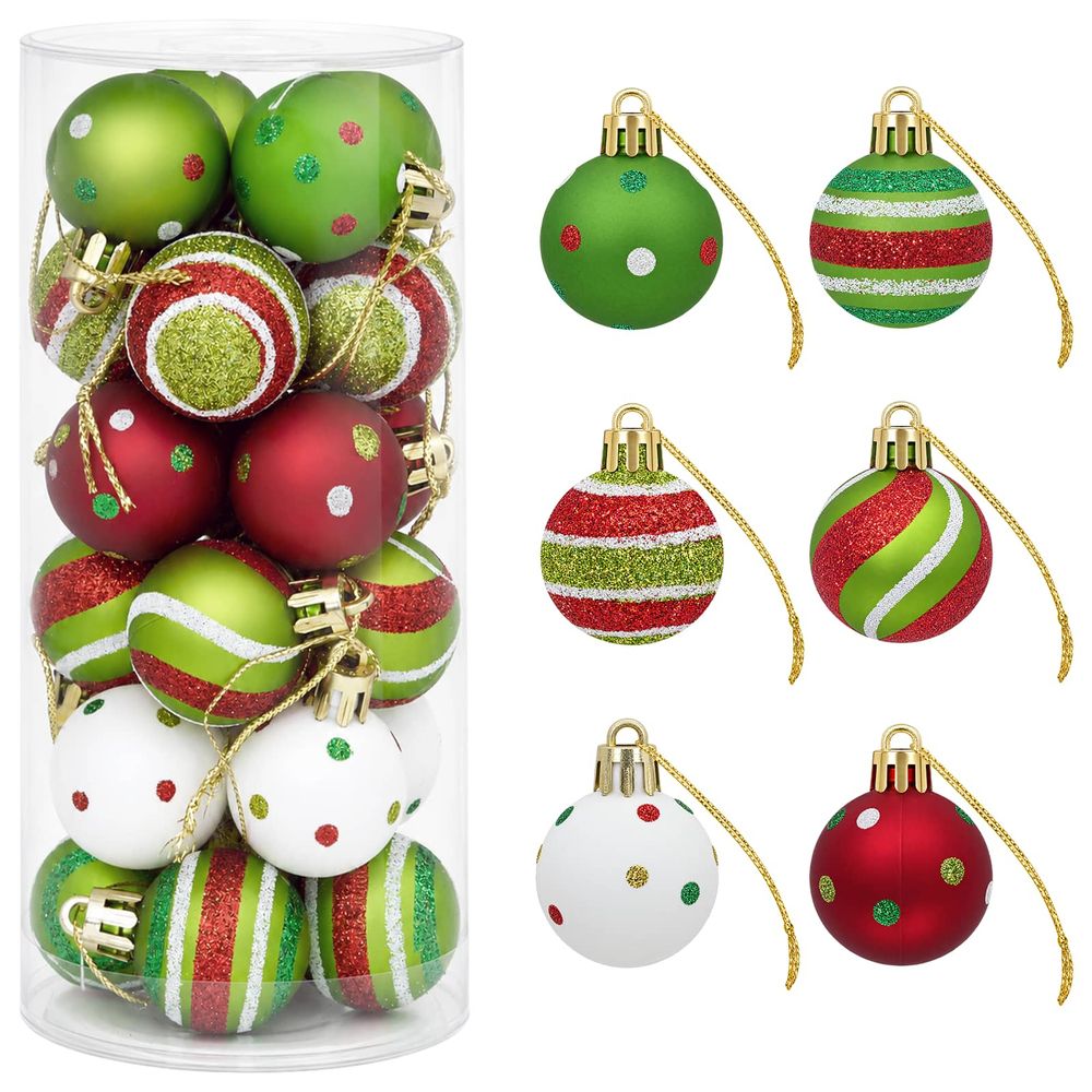 Ensemble de boules de noël 72 pc vert clair, blanc et rouge