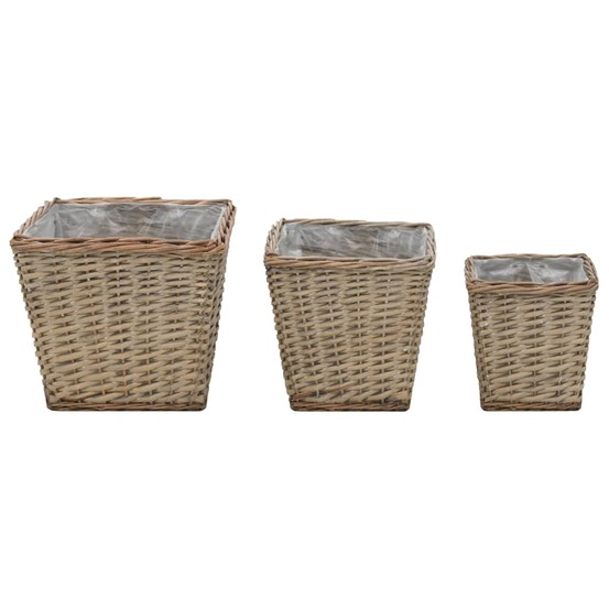 Lits surélevés 3 pcs osier avec doublure en pe