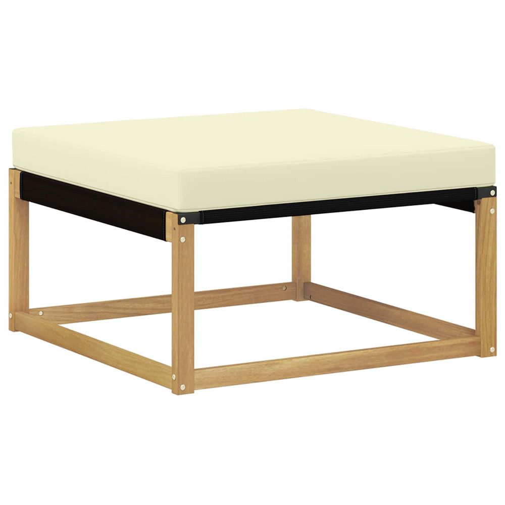Pouf d'extérieur bois d'acacia massif blanc
