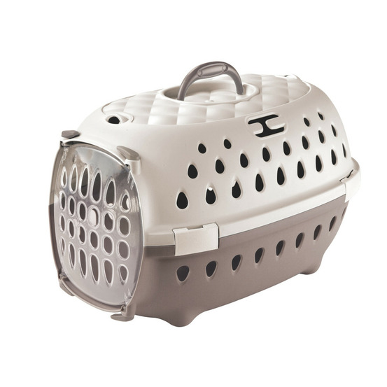 Cage de transport smart chic taupe max 6 kg pour petit chien et chat