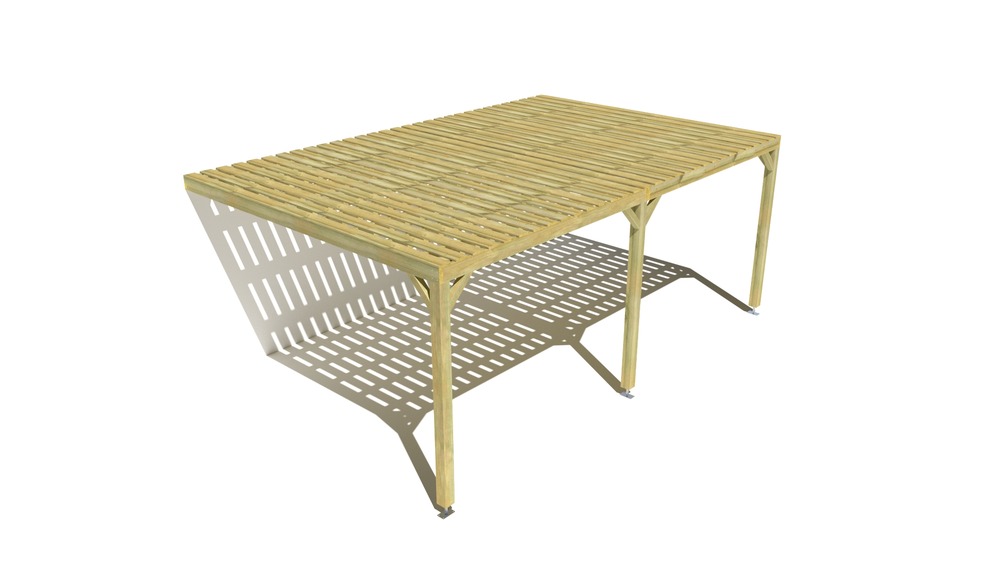 Pergola bois • 6m x 4m • adossée • sens largeur • platelage bois • livraison comprise