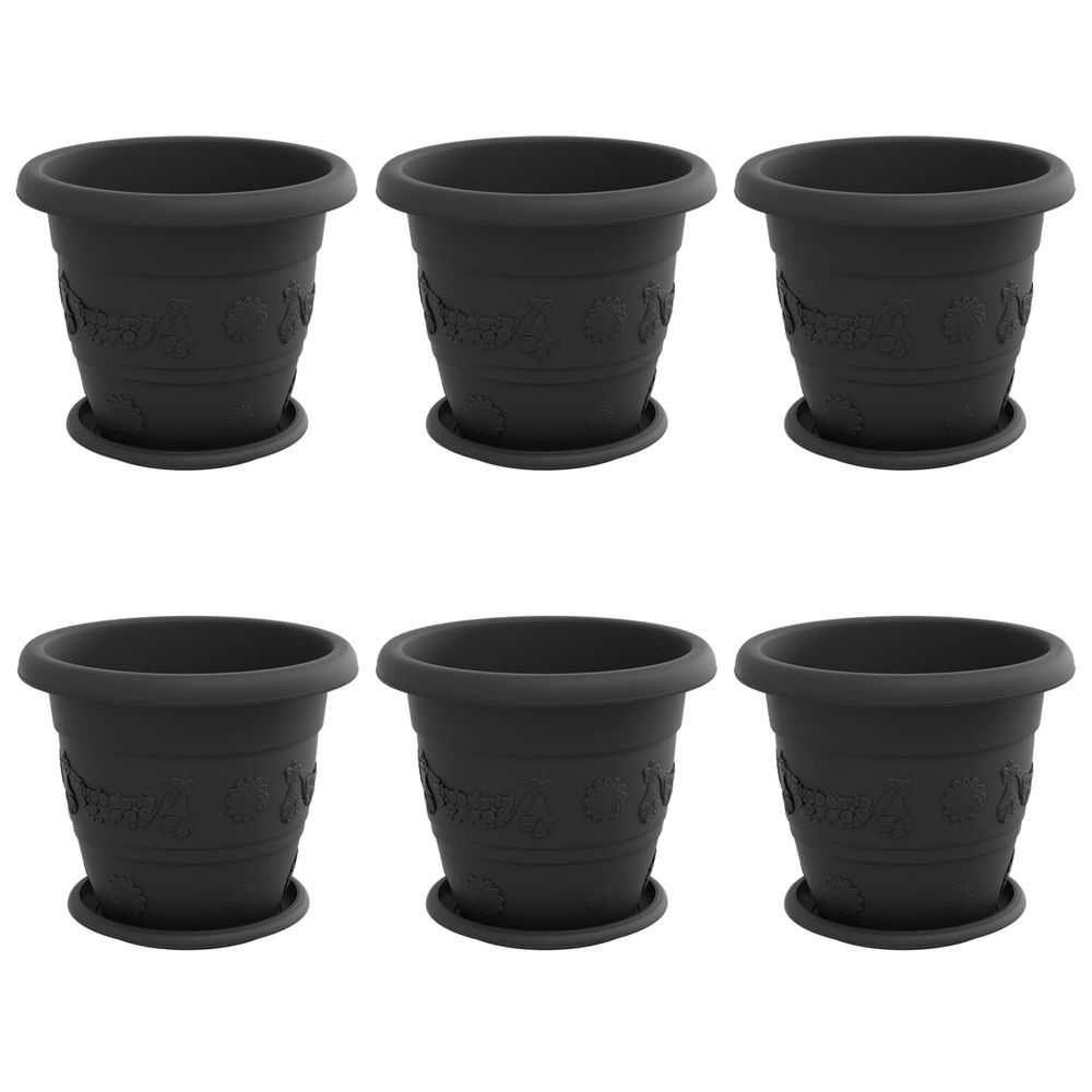 Pots de plantes 6 pc noir ø 26 x 21.5 cm plastique