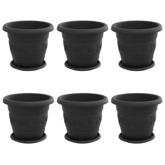 Pots de plantes 6 pc noir ø 26 x 21.5 cm plastique