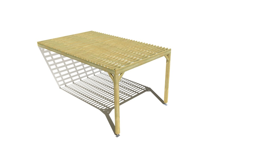 Pergola bois • 3m x 5m • adossée • sens profondeur • lattage bois • livraison comprise