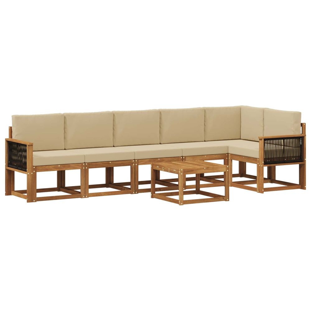 Ensemble de canapés d'extérieur 7 pc naturel et beige polyester