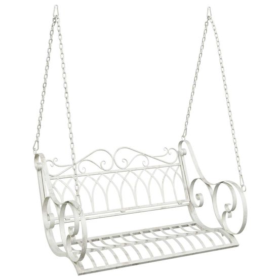 Banc balançoire acier 109 x 75 x 59 cm blanc antique