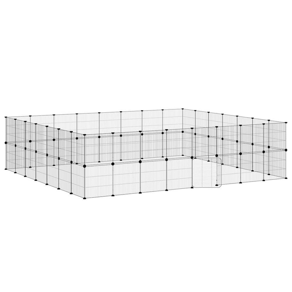 Cage animaux de compagnie à 60 panneaux et porte noir 280x245x70 cm