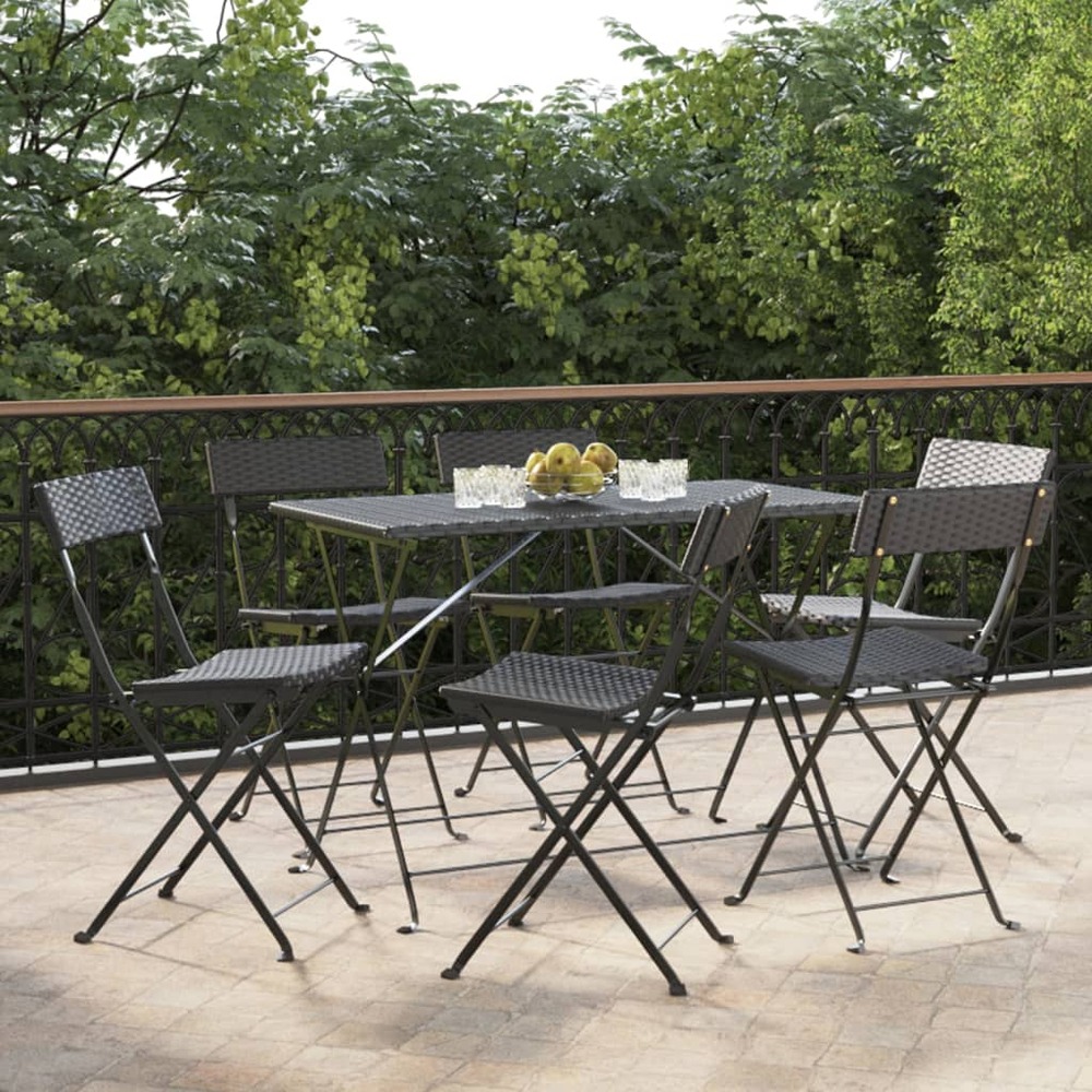 Chaises de bistrot pliantes lot de 6 noir résine tressée acier