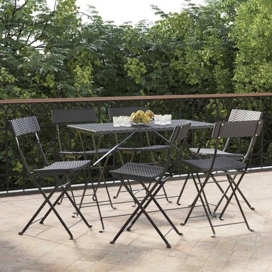 Chaises de bistrot pliantes lot de 6 noir résine tressée acier