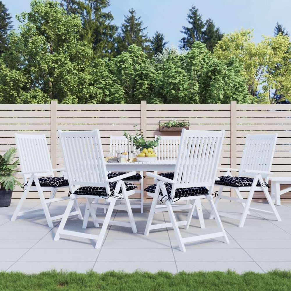 Coussins de chaise lot de 6 carreaux noir 50x50x7 cm