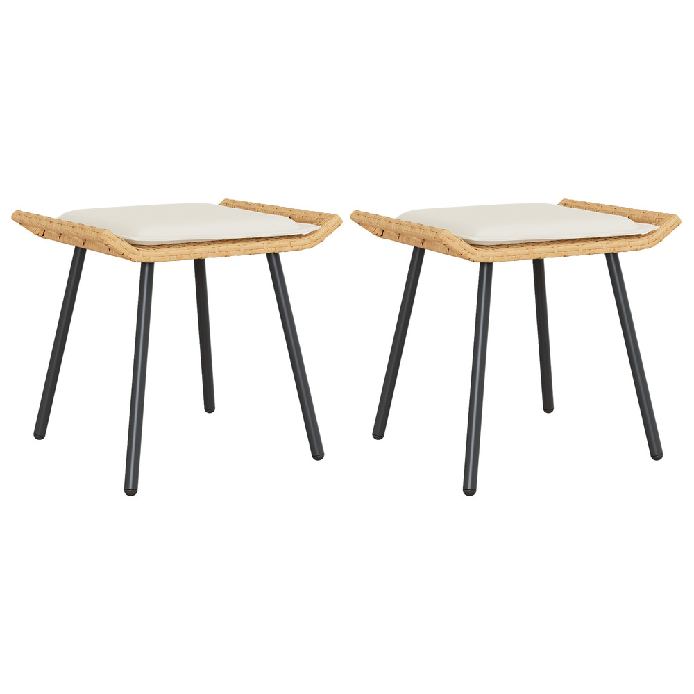 Tabourets de jardin 2 pcs naturel 50x40x45 cm rattan synthétique