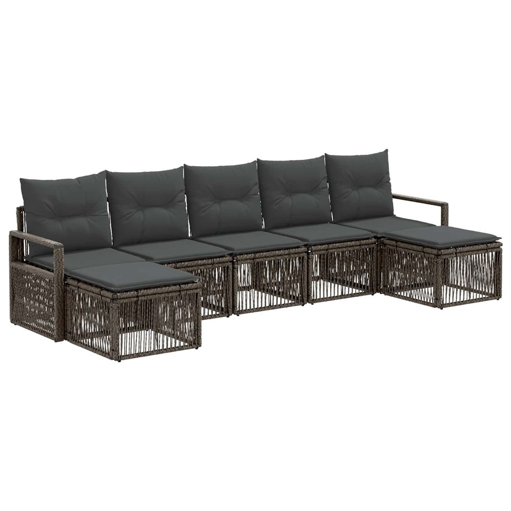 Ensemble de canapé de jardin 7 pc gris polyrotin