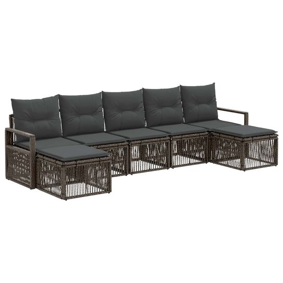 Ensemble de canapé de jardin 7 pc gris polyrotin